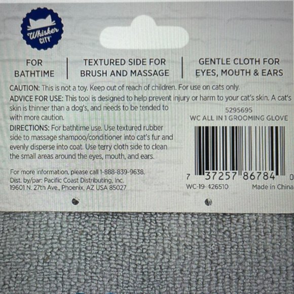 Cat grooming kit, Nail clippers, undercoat fur comb, rubber brush and cloth mitt - Picture 8 of 8